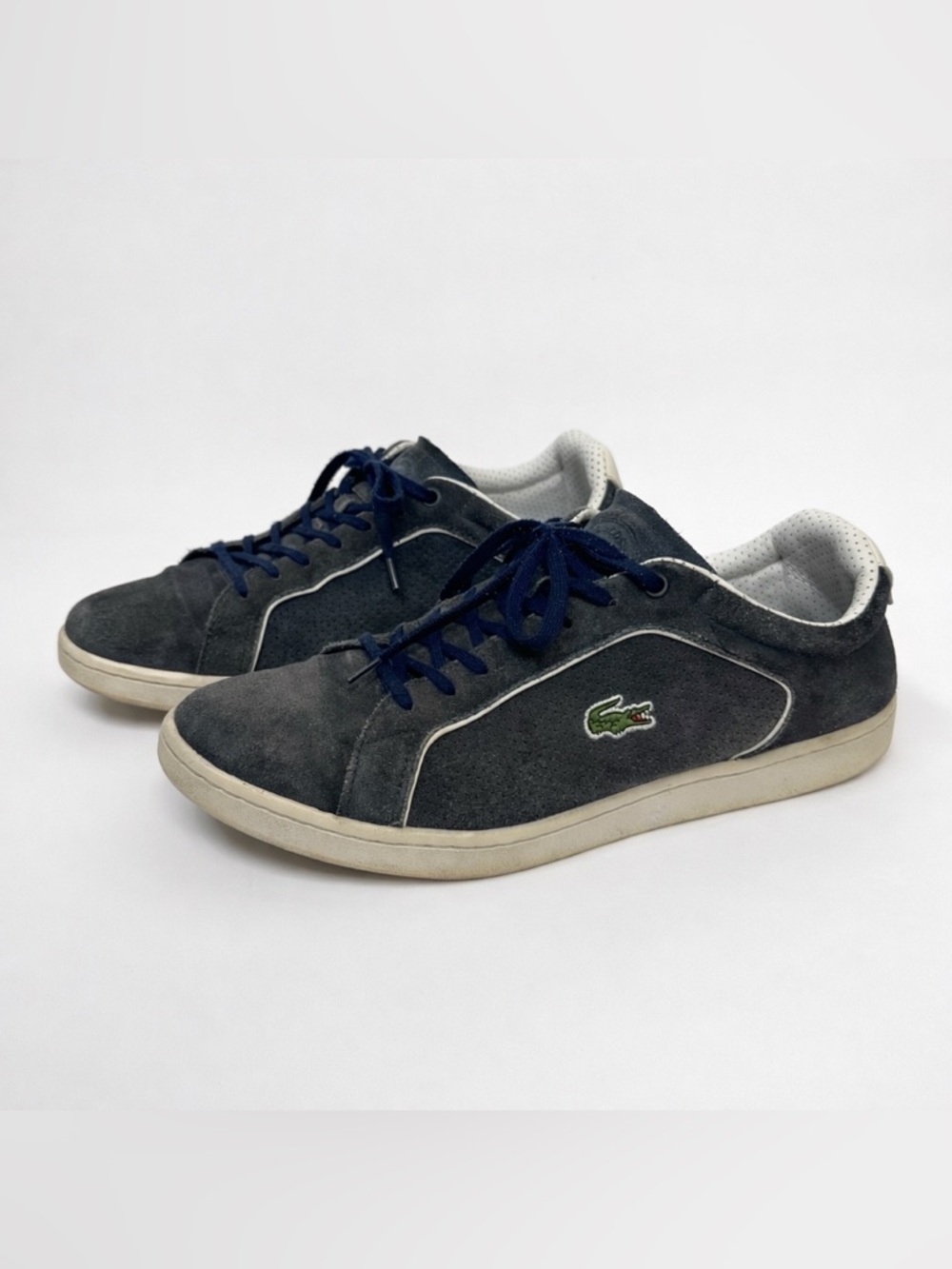 Lacoste Men’s Navy Suede Sneakers Size 10.5 Casual Lace Up Shoes
